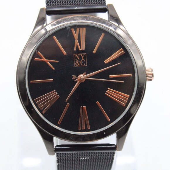 NY&C Watch Womens Black Tone Stainless Steel Classic Roman Numbers Quartz Y2k - Picture 3 of 8
